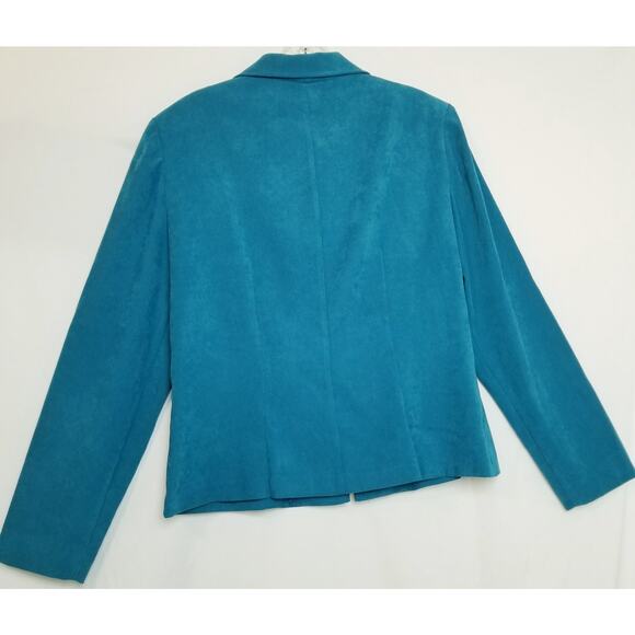 VTG-R&K Originals Blue Faux Suede Zip up Jacket Pointed Collar Long Sleeve Sz 10 - Picture 2 of 6